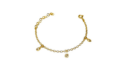 pulseira infantil chapinhas banhada a ouro