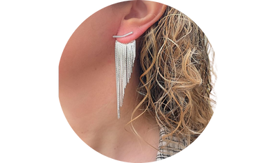 brinco franja banhado a prata