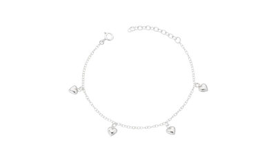 pulseira delicada com coracoes em prata 1