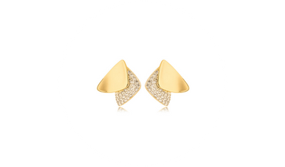 brinco elegante feminino cravejado banhado a ouro