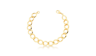 pulseira elos chatos 9 4mm banhada a ouro