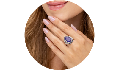 anel gota safira indiana detalhe prata de de bali 925