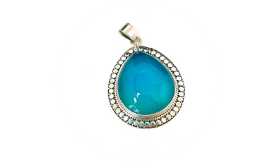 pingente calcedonia gota 5cm prata 925