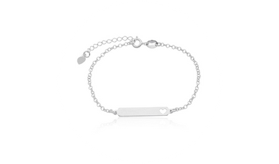 pulseira chapinha infantil com coracao vazado prata 925