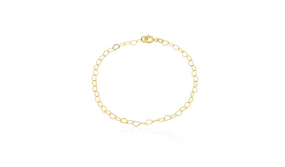 pulseira elo coracoes 4mm banhada a ouro 18k