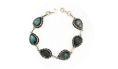 pulseira gotas pedra labradorita prata 925