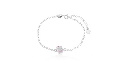 pulseira infantil com hello kity prata