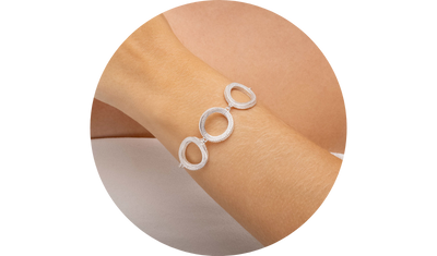 pulseira tres elos vazados 3d prata