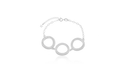 pulseira tres elos vazados 3d prata 925