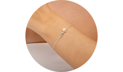 pulseira infantil com sorvete e coracao vazado prata