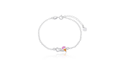 pulseira gotas pulseira infantil com sorvete e coracao vazado prata 925da lua natural prata