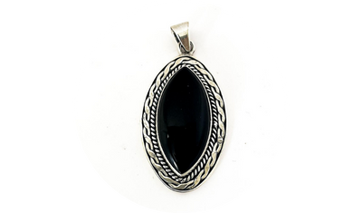 pingente oval pedra natural onix prata 925