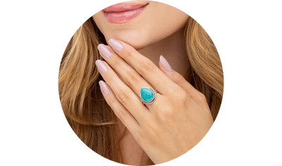 anel gota turquesa prata de bali