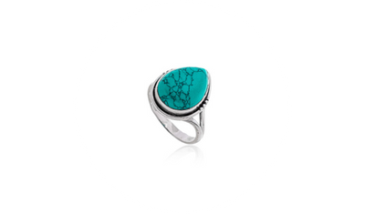 anel gota turquesa prata de bali 925