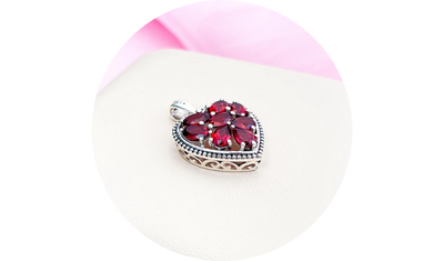 pingente coracao zirconias vermelhas prata 925