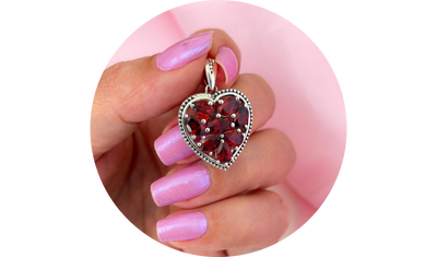 pingente coracao zirconias vermelhas prata
