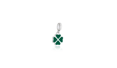 berloque trevo esmaltado verde prata 925