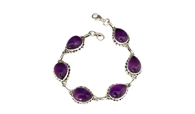 pulseira gotas pedra ametista prata de bali 925