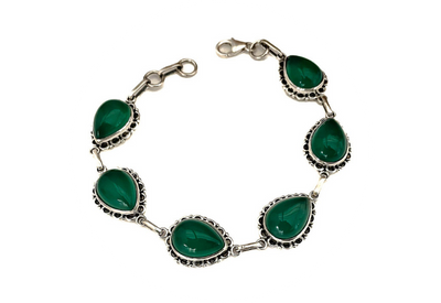 pulseira gotas agatha verde prata de bali 925