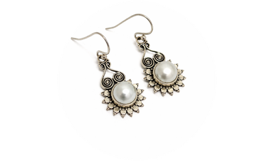 brinco gancho sol perola prata