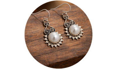 brinco gancho sol perola prata 925