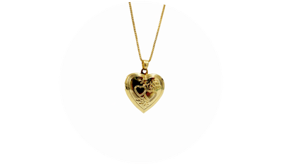 colar relicario 2cm coracao banhado a ouro