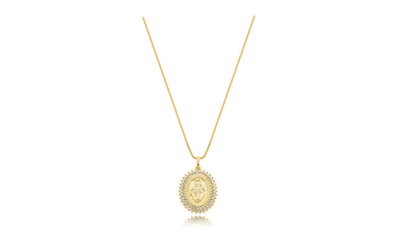 colar nossa senhora das gracas oval banhada a ouro
