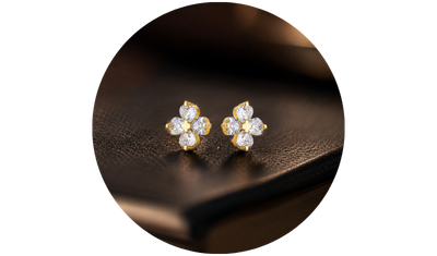 brinco flor cristal zirconio banhada a ouro