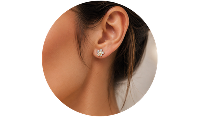 brinco flor cristal zirconio banhada a ouro 18k